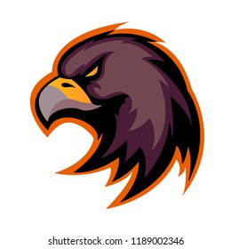 Eagle head icon vector. Eagle head with dark orange border isolated on white background. Animal bird symbol of power and speed.