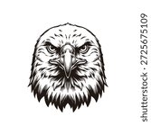 Eagle Head Illustration, Black and White Detailed Line Art Bird of Prey Portrait