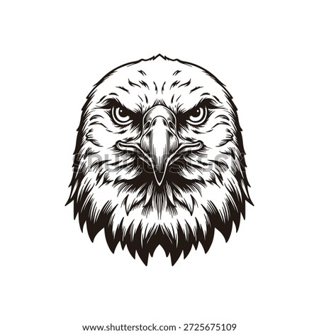 Eagle Head Illustration, Black and White Detailed Line Art Bird of Prey Portrait