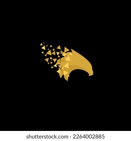 Logo de la ilustración de la cabeza de águila con efecto de salpicadura de triángulo abstracto