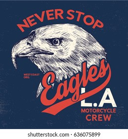 eagle head illustration typo for tee print