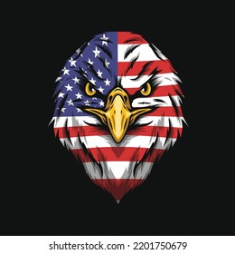 eagle head illustration and usa flag