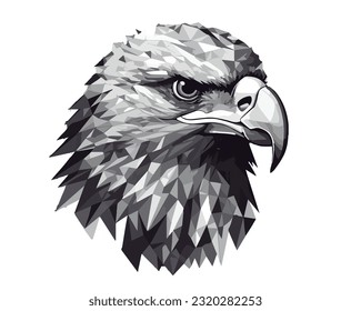 Eagle head isolated on white, eagle head illustration, in the style of geometric composition, hd, 4k, 8k, wallpaper, background