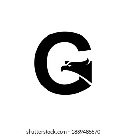 Eagle head of letter G for logo or initial of business brand. Graphic illustration.