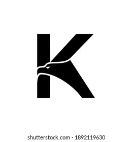 Eagle head of letter K for logo or initial of business brand. High quality black style graphic illustration.