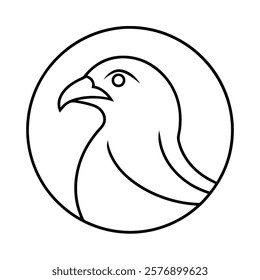 Eagle Head Line Art in Circle Vector Illustration - Stunning Outline Drawing Design