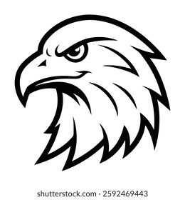 Eagle head line art on white background