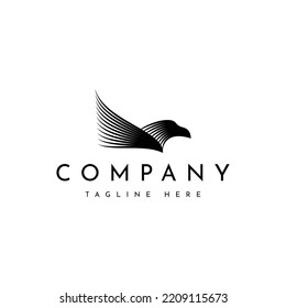 eagle head line art with star vector logo design