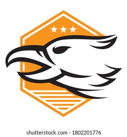 Eagle Head linedraw with shield and geometric vector design, good for tshirt, badge, emblem, club logo design