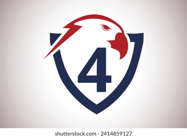 Logotipo de la cabeza de águila Con un concepto único de 4 letras. Ilustración vectorial de la cabeza de águila creativa.