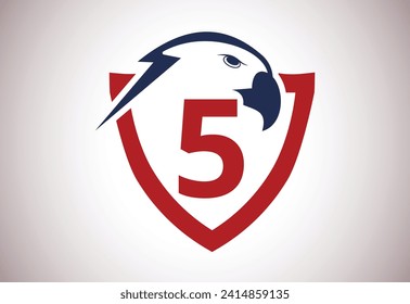 Eagle head Logo With 5 Letter unique concept. Creative Eagle head vector illustration.