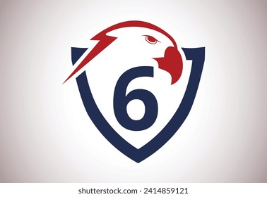 Eagle head Logo With 6 Letter unique concept. Creative Eagle head vector illustration.