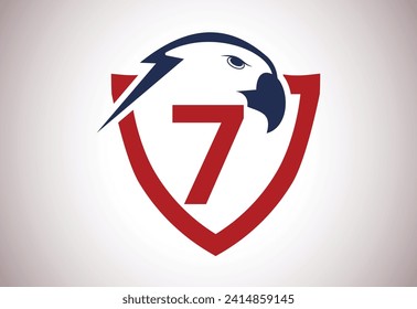 Eagle head Logo With 7 Letter unique concept. Creative Eagle head vector illustration.
