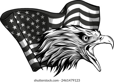 eagle head for logo, american flag, simple illustration, mascot, vector