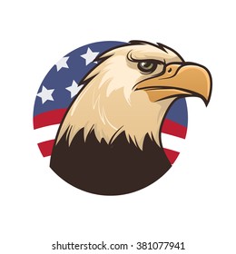 eagle head for logo, american flag, simple illustration, mascot, vector