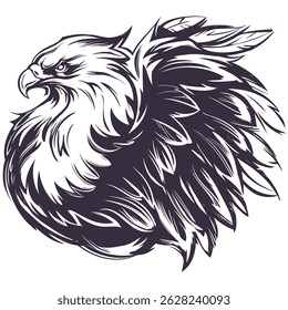 eagle, the head of an eagle, logo a big beautiful bird, hand drawn vector illustration sketch