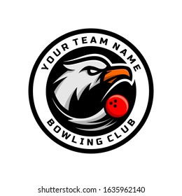 Eagle head logo for the bowling team logo. vector illustration. with a combination of circle badges.