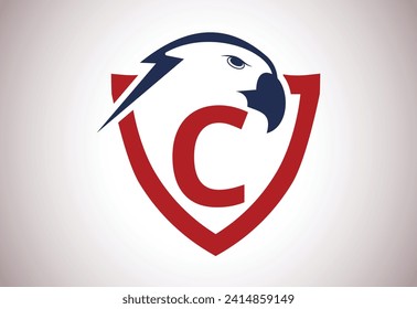 Eagle head Logo With C Letter unique concept. Creative Eagle head vector illustration.