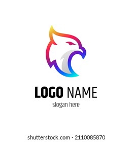 eagle head logo in colorful gradient colors, ready to use for template