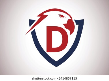 Eagle head Logo With D Letter unique concept. Creative Eagle head vector illustration.