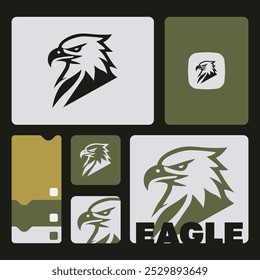 Eagle head logo design. Abstract wild animal emblem, Modern eagle silhouette logo. Vector illustration template, Wild animal logo.