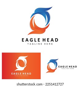 Diseño del logotipo de la cabeza del águila, Vector de alas de animales de plumas volantes, Ilustración del icono de la marca del producto