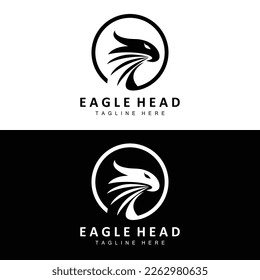 Diseño del logotipo de la cabeza del águila, Vector de alas de animales de plumas volantes, Ilustración del icono de la marca del producto