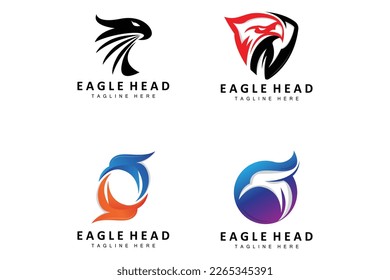Diseño del logotipo de la cabeza del águila, Vector de alas de animales de plumas volantes, Ilustración del icono de la marca del producto
