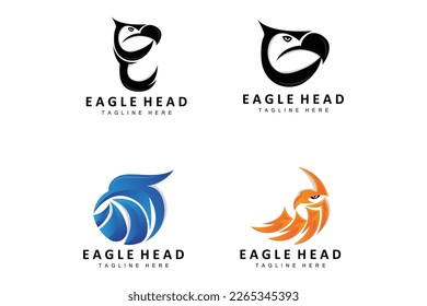 Eagle Head Logo Design, Flying Feather Animal Wings Vector, Product Brand Icon Illustration