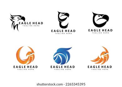 Eagle Head Logo Design, Flying Feather Animal Wings Vector, Product Brand Icon Illustration