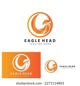 Diseño del logotipo de la cabeza del águila, Vector de alas de animales de plumas volantes, Ilustración del icono de la marca del producto