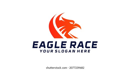 eagle head logo design with speed