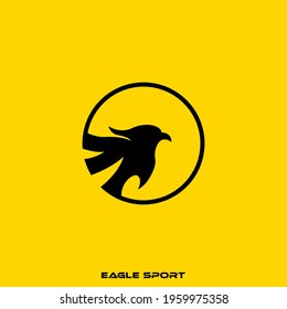 eagle head logo design template in circle, perfect for sport logo templates