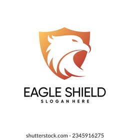 Eagle head logo design vector with shield icon and creative idea