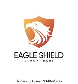 Eagle head logo design vector with shield icon and creative idea