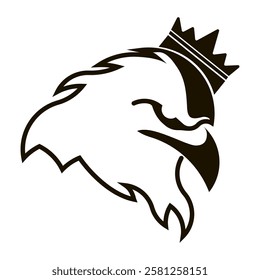 Eagle head logo design wearing a crown on its head, simple and minimalist eagle head logo vector, isolated on white background. vector eps 10