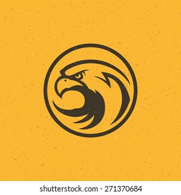 Eagle head logo emblem template mascot symbol for business or shirt design. Vector Vintage Design Element.