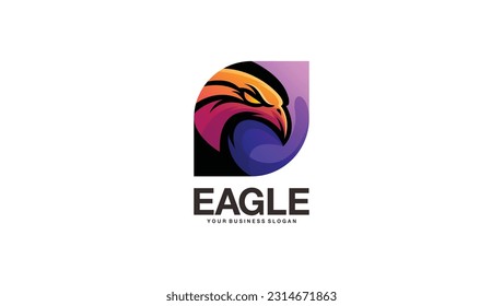 Eagle head logo in gradient color style vector template