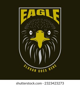 eagle head logo graphic design in vintage style. suitable for t-shirt design, brand identity, etc. vector illustration