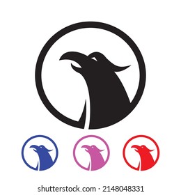 logotipo de cabeza de águila, gran halcón valiente en ilustraciones vectoriales en color negro
