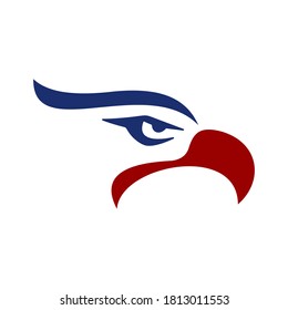 eagle head logo illustration, good for mascot delivery or logistic logo industry, flat color style with blue and red.