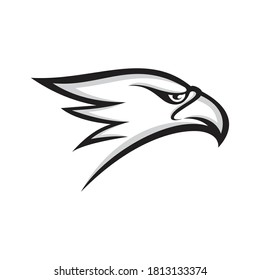 eagle head logo illustration,perfect, good for mascot delivery or logistic logo industry, flat color style with black and grey.