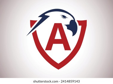 Eagle head Logo With A Letter unique concept. Creative Eagle head vector illustration.