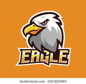 Eagle head logo mascot with text. for logo sport, esports, gaming, t-shirt, etc. graphic vector illustration.