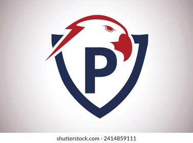 Eagle head Logo With P Letter unique concept. Creative Eagle head vector illustration.