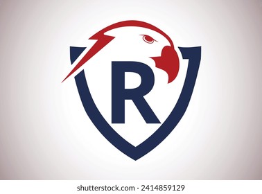 Eagle head Logo With R Letter unique concept. Creative Eagle head vector illustration.