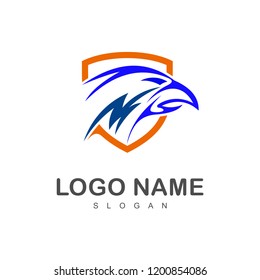 eagle head logo, logo shield with a strong eagle head +Defense icon by symbolizing the eagle's head + security defense