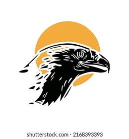 eagle head logo, silhouette of grea t hawk face vector illustrations