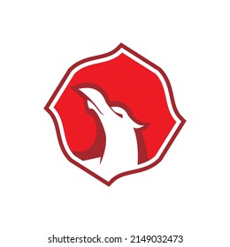 eagle head logo, silhouette of red and strong big predator bird vector illustrations