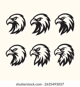Eagle head logo, silhouette set